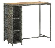 vidaXL Bartafel met opbergrek 120x60x110 cm poly rattan grijs