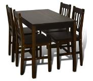 vidaXL Houten Eetkamertafel Met Vier Stoelen (bruin)