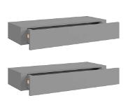 vidaXL viaXL Wandschappen 2 st met lade 60x23,5x10 cm MDF grijs