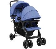vidaXL Tweelingkinderwagen Tandem Staal Marineblauw