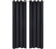vidaXL Gordijnen met metalen ringen 135 x 245 cm 2 stuks (zwart)