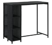 vidaXL Bartafel Met Opbergrek 120x60x110 Cm Poly Rattan Zwart