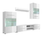 vidaXL Muurvitrine tv-meubel met LED-verlichting wit 5-delig