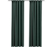 vidaXL Gordijnen linnen-look verduisterend haken 2 st 140x245 cm groen