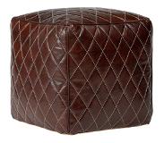 WOMO-DESIGN Vierkante zitkruk bruin, 40x40x40 cm, gemaakt van leer met katoenen vulling