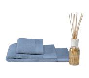 Seahorse Badgoedset Pure - 1x Badmat 50x60 cm + 1x Gastendoek 30x50 cm + Geurflesje - Denim