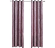 vidaXL Gordijnen verduisterend met ringen 2 st 140x175 cm fluweel roze