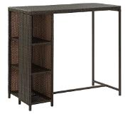 vidaXL Bartafel Met Opbergrek 120x60x110 Cm Poly Rattan Bruin