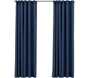 vidaXL Gordijnen linnen-look verduisterend haken 2 st 140x225 cm blauw