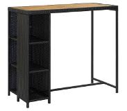 vidaXL Bartafel met opbergrek 120x60x110 cm poly rattan zwart