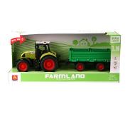 Basic Wenyi Farmland Tractor + Aanhanger met Licht en Geluid 1:16 Groen