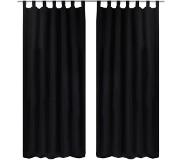 vidaXL Micro-Satijnen Gordijnen met Ringen 140 x 245 cm 2 stuks (Zwart)