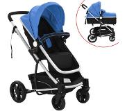 vidaXL Kinderwagen 2-in-1 Aluminium Blauw En Zwart