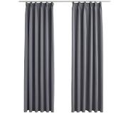 vidaXL Gordijnen verduisterend met haken 2 st 140x175 cm grijs