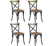 vidaXL Kruisstoelen 4 st massief mangohout zwart