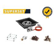 GoFire SUPERSET inbouwbrander vierkant 40 x 40 cm | Flexibel bedieningspaneel | Zwart