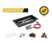 GoFire SUPERSET inbouwbrander rechthoek 56 x 28 | Flexibel bedieningspaneel | Zwart