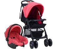 vidaXL Kinderwagen 3-in-1 Staal Rood En Zwart