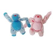 Gebr. De Boon Hondenspeelgoed harige aap 22 cm roze blauw