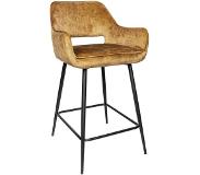 Ptmd collection PTMD Fal LOW Velvet Rust bar stool black metal leg (Groen, 60x54x95cm)