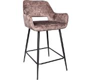 Ptmd collection PTMD Fal LOW Velvet Brown bar stool black metal leg (Groen, 60x54x95cm)