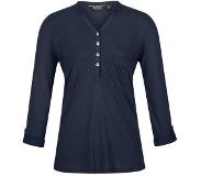 Regatta Het Regatta Fflur II T-shirt met omvouwbare mouwen - dames - V-hals - knopenlijst - Marine