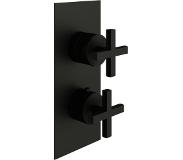 Sub Cross afbouwdeel inbouw douchethermostaat met 2-weg stop-omstel en kruisgrepen 22 x 9,5 cm, mat zwart