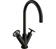 Royal plaza Olmo 2-greeps wastafelkraan met industriele greep charcoal