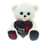 Heunec Pluche witte beer/beren knuffel I love you 25 cm speelgoed - Wit beertje knuffeldier - Valentijnsdag/liefde
