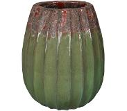 Ptmd collection PTMD Lionne Green ceramic pot ribbed bulb round L (60x60x70cm)