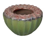 Ptmd collection PTMD Jinah Green ceramic pot organic ribbed round S (58x58x40cm)