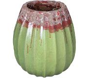 Ptmd collection PTMD Lionne Green ceramic pot ribbed bulb round S (52x52x60cm)
