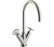 Royal plaza Olmo 2-greeps wastafelkraan met industriele greep brushed