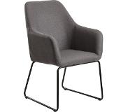 Nancy's Fillmore Eetkamerstoel - Keukenstoel - Stoel - Fauteuil - Gestoffeerd - Metaal - Donkergrijs/Lichtgrijs - Zwart/Zilver