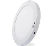BES LED LED Plafondlamp met Bewegingssensor- 18W - Helder/Koud Wit 6400K - 360° Zichthoek - Opbouw/Inbouw - Rond - Mat Wit - Met Dag en Nacht Sensor