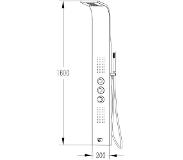 Creavit Douchepaneel Amaro 160x20x7cm RVS Thermostaatkraan Regendouche Massagejets Onderuitloop
