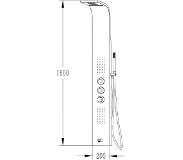 Creavit Douchepaneel Amaro 160x20x7cm Mat Wit Thermostaatkraan Regendouche Massagejets Onderuitloop
