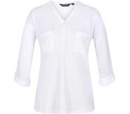 Regatta Het Regatta Fflur II T-shirt met omvouwbare mouwen - dames - V-hals - knopenlijst - Wit