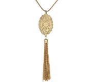Deja Jewels Goudkleurige lange dames ketting met medaillon en kwastje
