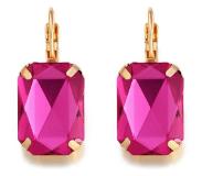 Deja Jewels Goudkleurige oorbellen voor dames met een grote paarse steen