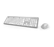 Hama KMW-700 toetsenbord RF Draadloos QWERTZ Duits Inclusief muis Zilver, Wit