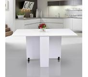 Zenzee Eetkamertafel - Klaptafel - Opvouwbaar -Verrijdbaar - 140 x 80 x 74 Cm - Wit