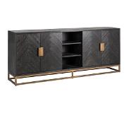Richmond Dressoir Blackbone brass 4-deuren + open vak (Black rustic) (225.0x45.0x91.0cm)