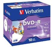 Verbatim DVD+R Wide Inkjet Printable discs in Jewel Case - 16-speed - 4,7 GB / 10 stuks