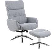 24Designs Verstelbare Relax Fauteuil Erik + Hocker - Lichtgrijze Stof