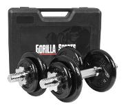 Gorilla Sports Dumbellset 20 kg Gietijzer incl. Koffer