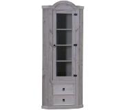 Hioshop New Mexico hoekkast hoekvitrine grijs grenen.