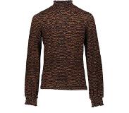 Geisha Meisjes shirt - Zebra smock - Cognac / Zwart. Maat 152
