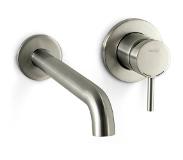 Blaufoss Round inbouw wastafelkraan Brushed CoolMetal