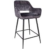 Ptmd collection PTMD Fal LOW Velvet anthracite bar stool black metal le